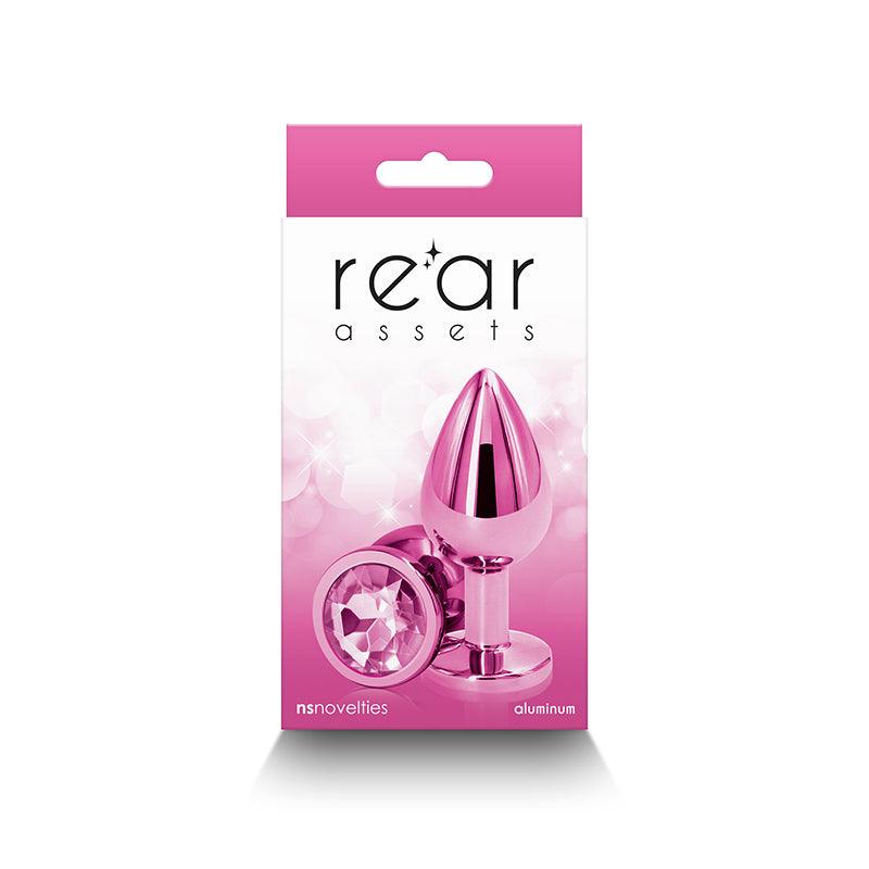 Rear Assets - Medium - Pink - Pink 8.2 cm Medium Metal Butt Plug with Pink Round Gem Base - NSN-0964-14