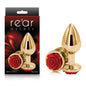 Rear Assets Rose - Medium - Gold 8.9 cm Metal Butt Plug with Red Rose Base - NSN-0965-26