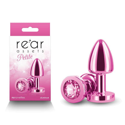 Rear Assets Petite - Pink - Pink 6 cm Metal Butt Plug with Pink Round Gem Base - NSN-0966-04