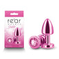 Rear Assets Petite - Pink - Pink 6 cm Metal Butt Plug with Pink Round Gem Base - NSN-0966-04