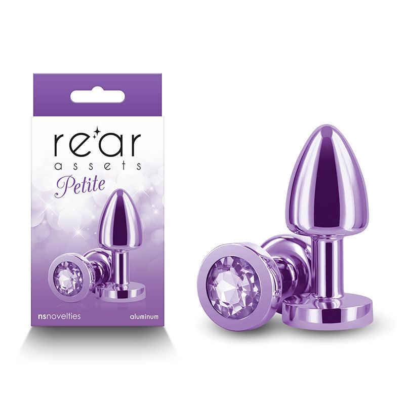 Rear Assets Petite - Purple - Purple 6 cm Metal Butt Plug with Purple Round Gem Base - NSN-0966-05