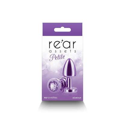 Rear Assets Petite - Purple - Purple 6 cm Metal Butt Plug with Purple Round Gem Base - NSN-0966-05