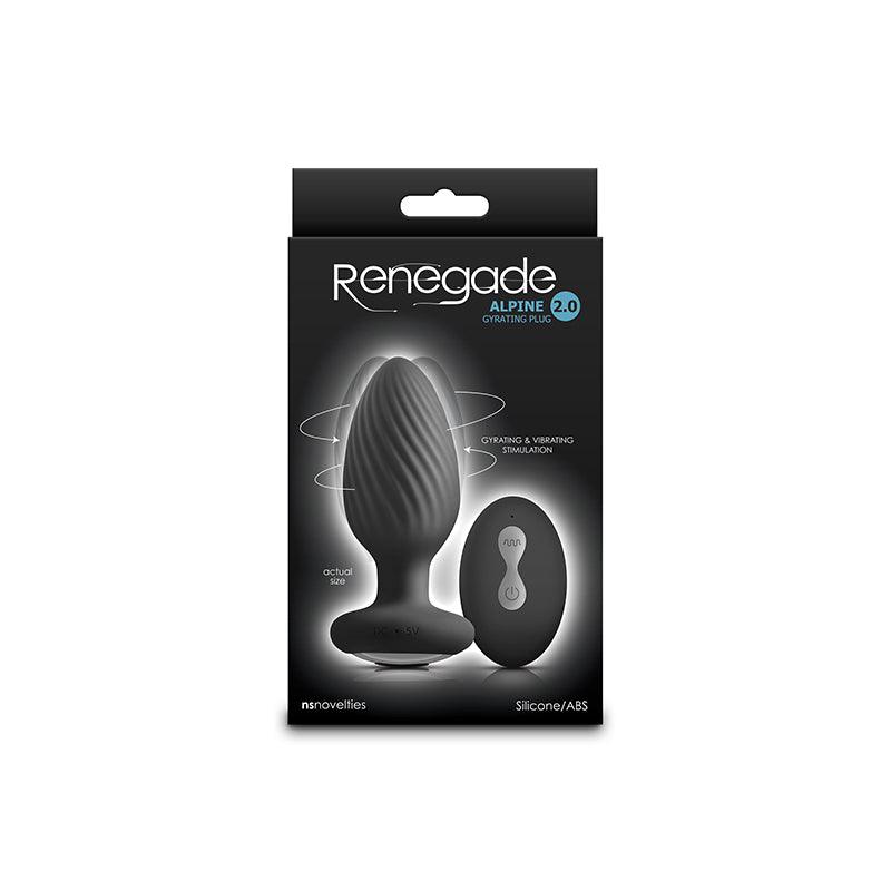 Renegade Alpine 2.0 - Black 10.7 cm USB Rechargeable Gyrating Anal Plug with Remote - NSN-1103-63