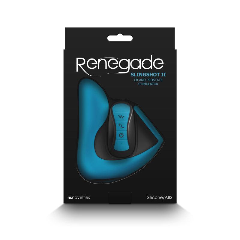 Renegade Slingshot II - Teal - Teal USB Rechargeable Anal Plug with Cock Ring & Remote - NSN-1107-77