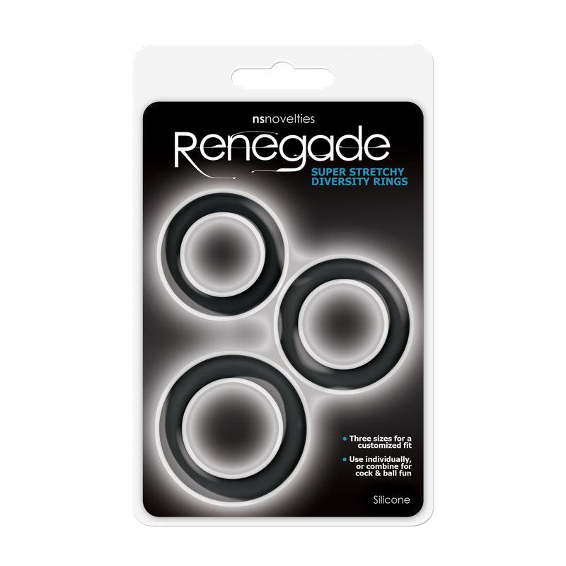 Renegade Diversity Rings - Black Cock Rings - Set of 3 Sizes - NSN-1116-43