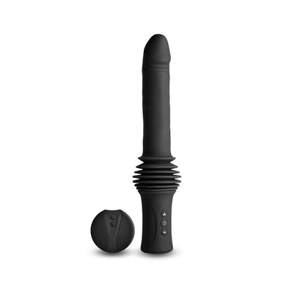 Renegade Super Stroker - Black - Black 36.8 cm USB Rechargeable Thrusting Vibrator with Remote Control & Stand - NSN-1119-13