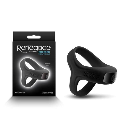 Renegade Emperor - Black - Black USB Rechargeable Vibrating Cock & Ball Rings - NSN-1119-33