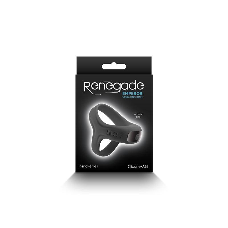 Renegade Emperor - Black - Black USB Rechargeable Vibrating Cock & Ball Rings - NSN-1119-33