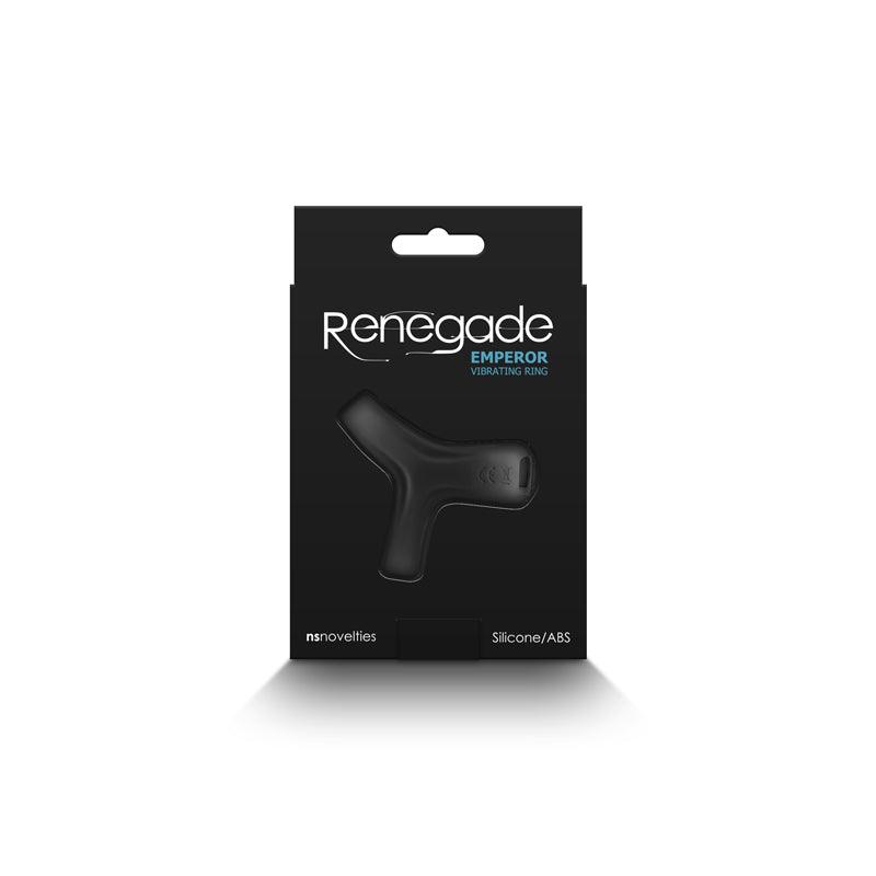 Renegade Emperor - Black - Black USB Rechargeable Vibrating Cock & Ball Rings - NSN-1119-33