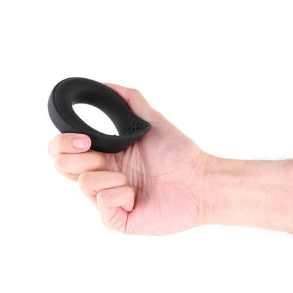 Renegade Slider - Black - Black USB Rechargeable Vibrating Cock Ring - NSN-1119-43