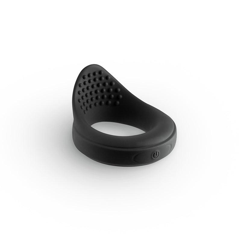 Renegade Slider - Black - Black USB Rechargeable Vibrating Cock Ring - NSN-1119-43