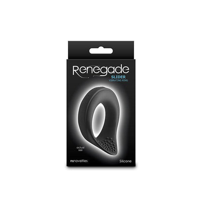 Renegade Slider - Black - Black USB Rechargeable Vibrating Cock Ring - NSN-1119-43