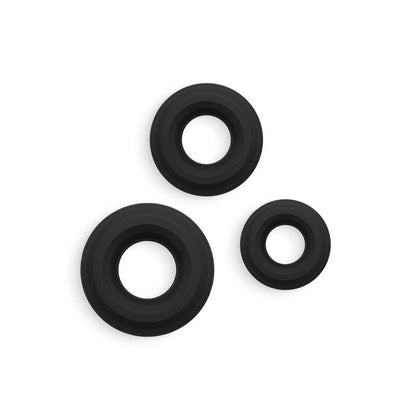 Renegade 3pc Fireman Rings - Black - Black Cock Rings - Set of 3 Sizes - NSN-1128-03