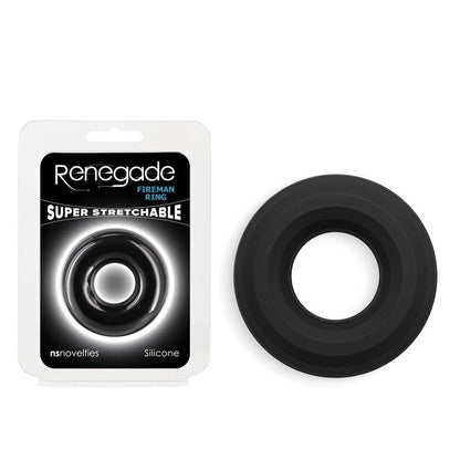 Renegade Fireman Ring - Medium - Black - Black Medium Cock Ring - NSN-1128-23