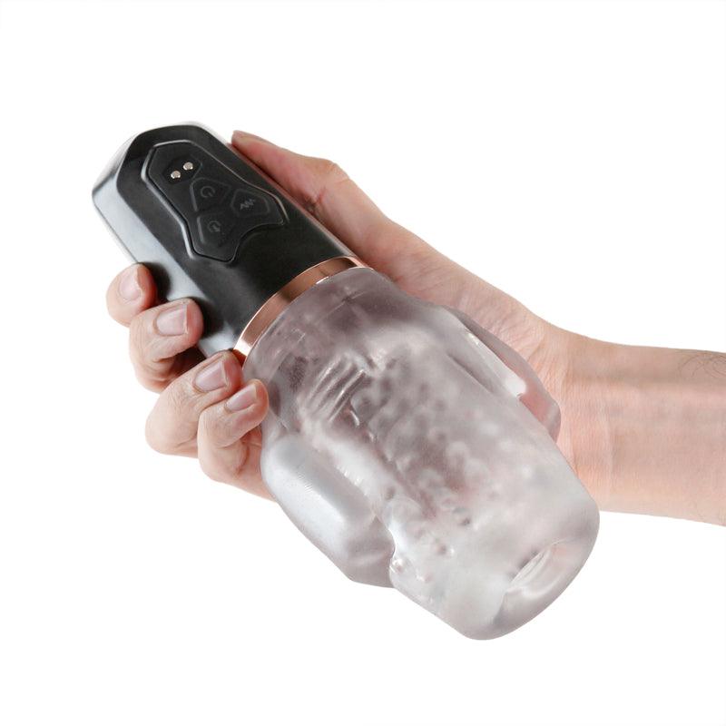 Renegade Avenger - Clear/Black USB Rechargeable Sucking Masturbator - NSN-1131-23