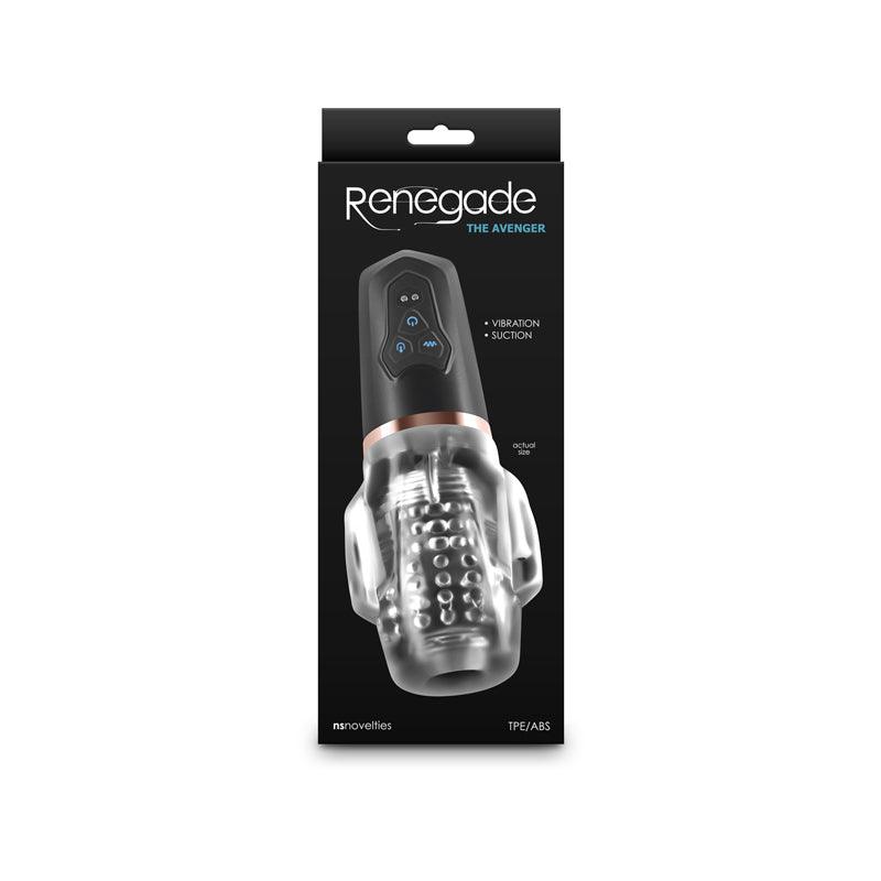 Renegade Avenger - Clear/Black USB Rechargeable Sucking Masturbator - NSN-1131-23