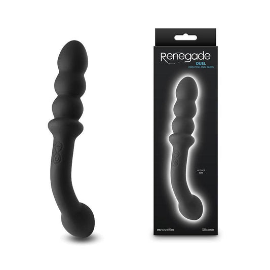 Renegade Duel - Black - Black 21.4 cm USB Rechargeable Vibrating Double Ended Anal Wand - NSN-1132-33