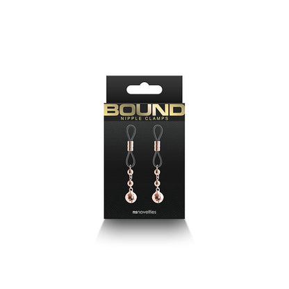 Bound Nipple Clamps - D1 - Rose Gold - Rose Gold/Black Nipple Clamps - Set of 2 - NSN-1302-61