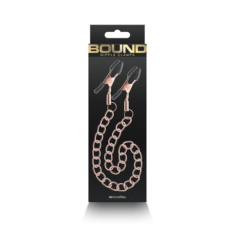 Bound Nipple Clamps - DC2 - Rose Gold - Rose Gold Nipple Clamps with Chain - NSN-1303-02