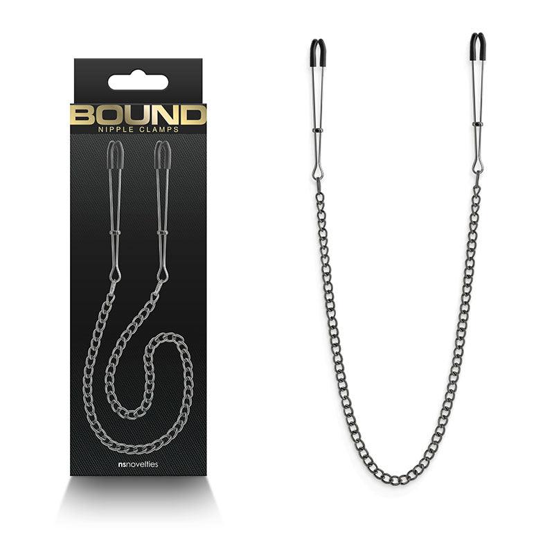 Bound Nipple Clamps - DC3 - Gunmetal - Gunmetal Nipple Clamps with Chain - NSN-1303-11