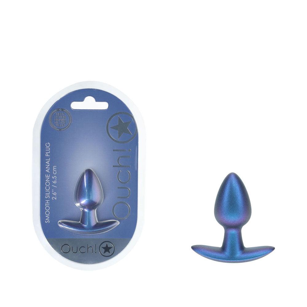 OUCH! Anal Plug - Small - Metallic Blue - Metallic Blue 6.5 cm Small Butt Plug - OU1017MBL