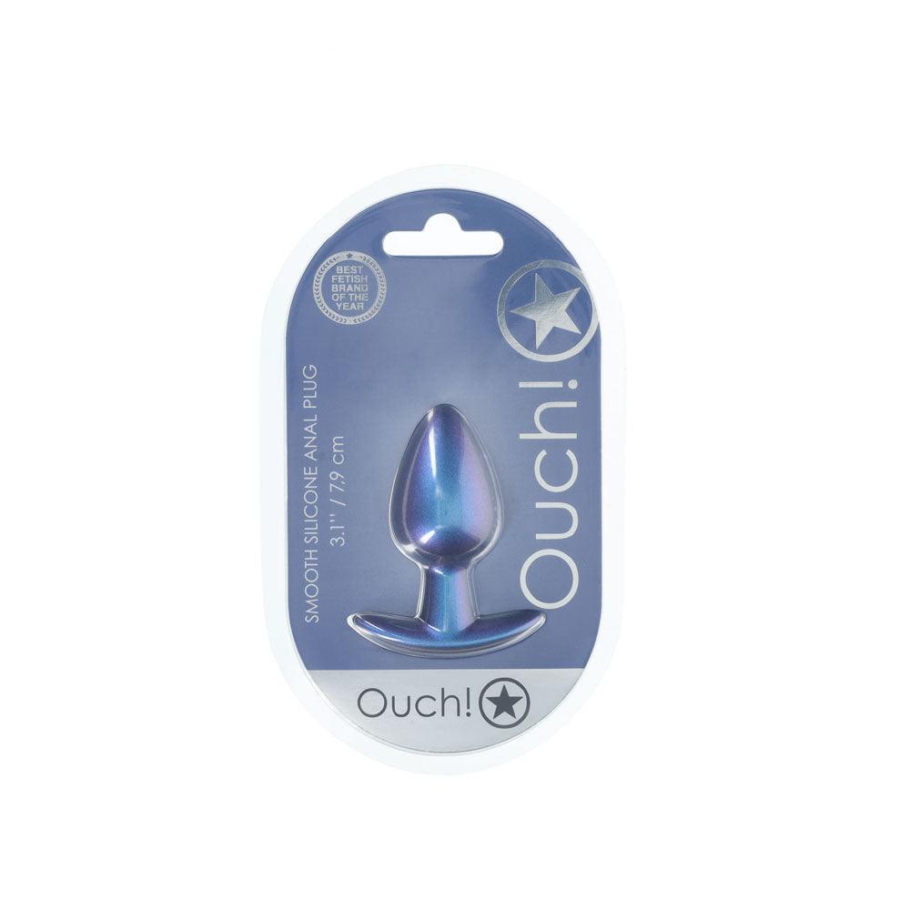 OUCH! Anal Plug - Medium - Metallic Blue - Metallic Blue 7.9 cm Medium Butt Plug - OU1018MBL