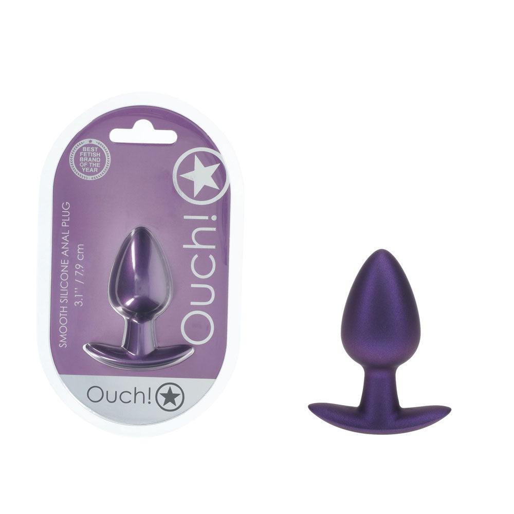 OUCH! Anal Plug - Medium - Metallic Purple - Metallic Purple 7.9 cm Medium Butt Plug - OU1018MPU