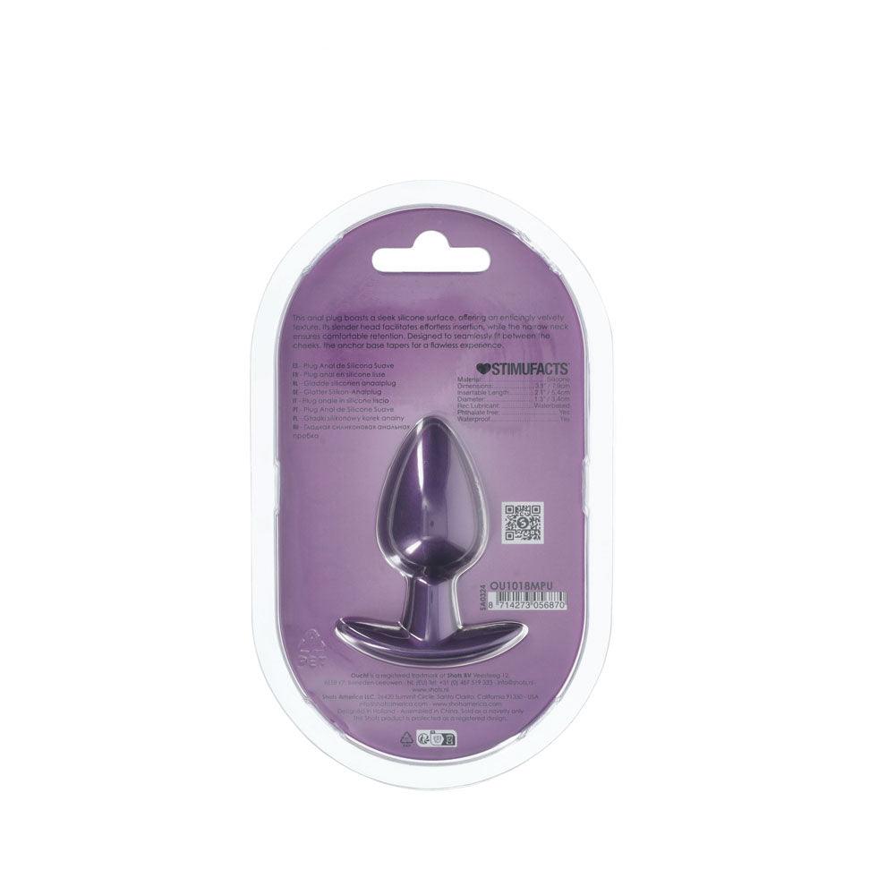 OUCH! Anal Plug - Medium - Metallic Purple - Metallic Purple 7.9 cm Medium Butt Plug - OU1018MPU