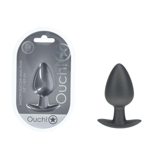 OUCH! Anal Plug - Large - Gun Metal - Gun Metal Grey 8.9 cm Large Butt Plug - OU1019GUN