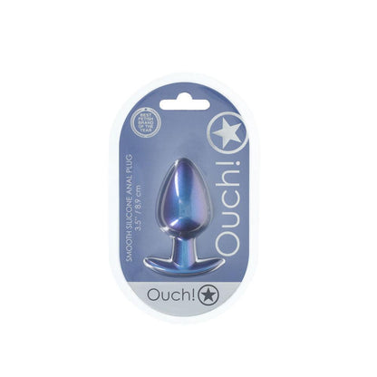 OUCH! Anal Plug - Large - Metallic Blue - Metallic Blue 8.9 cm Large Butt Plug - OU1019MBL