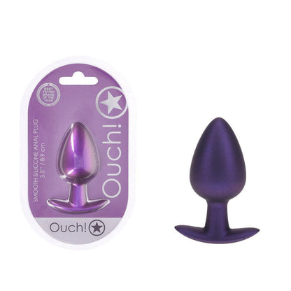 OUCH! Anal Plug - Large - Metallic Purple - Metallic Purple 8.9 cm Large Butt Plug - OU1019MPU