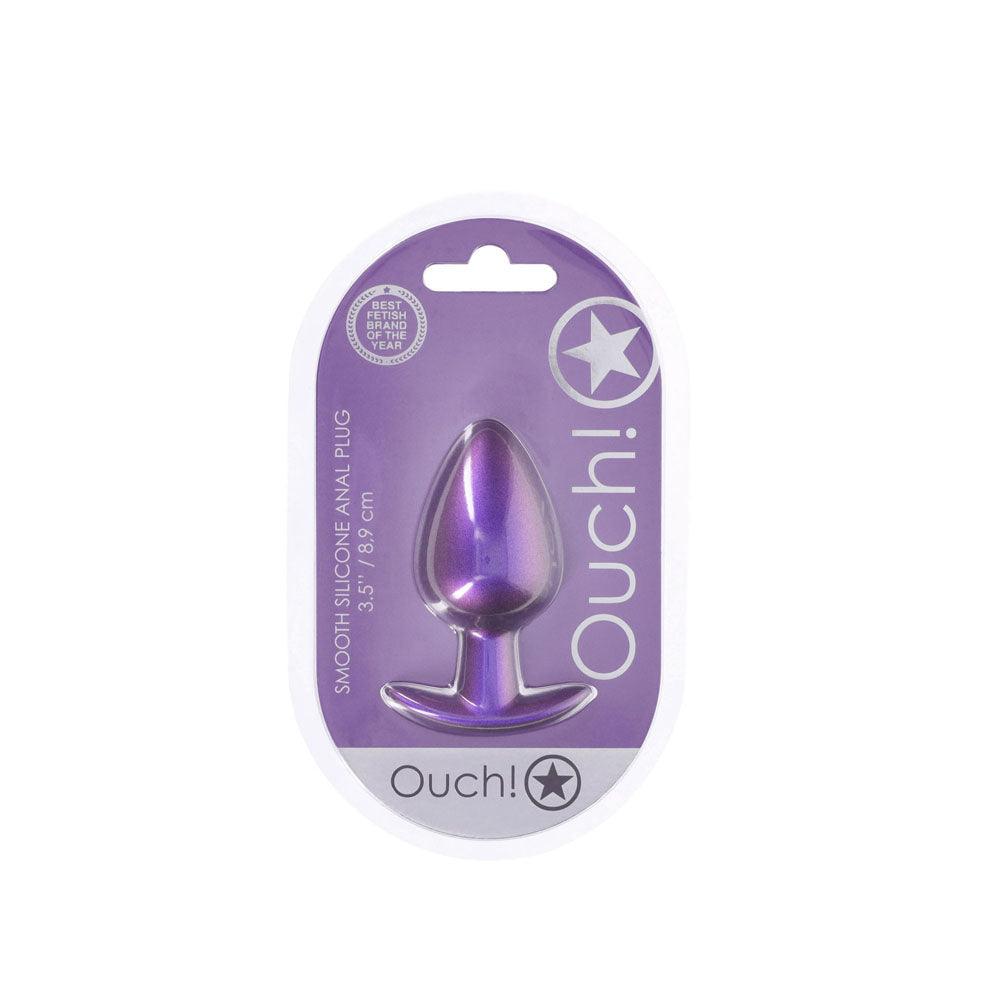 OUCH! Anal Plug - Large - Metallic Purple - Metallic Purple 8.9 cm Large Butt Plug - OU1019MPU