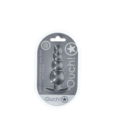 OUCH! Beaded Anal Plug - Gun Metal - Gun Metal Grey 11.7 cm Butt Plug - OU1020GUN