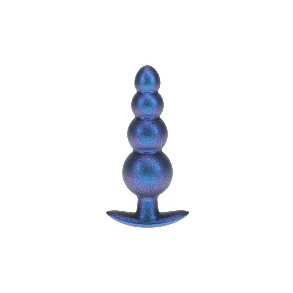 OUCH! Beaded Anal Plug - Metallic Blue - Metallic Blue 11.7 cm Butt Plug - OU1020MBL