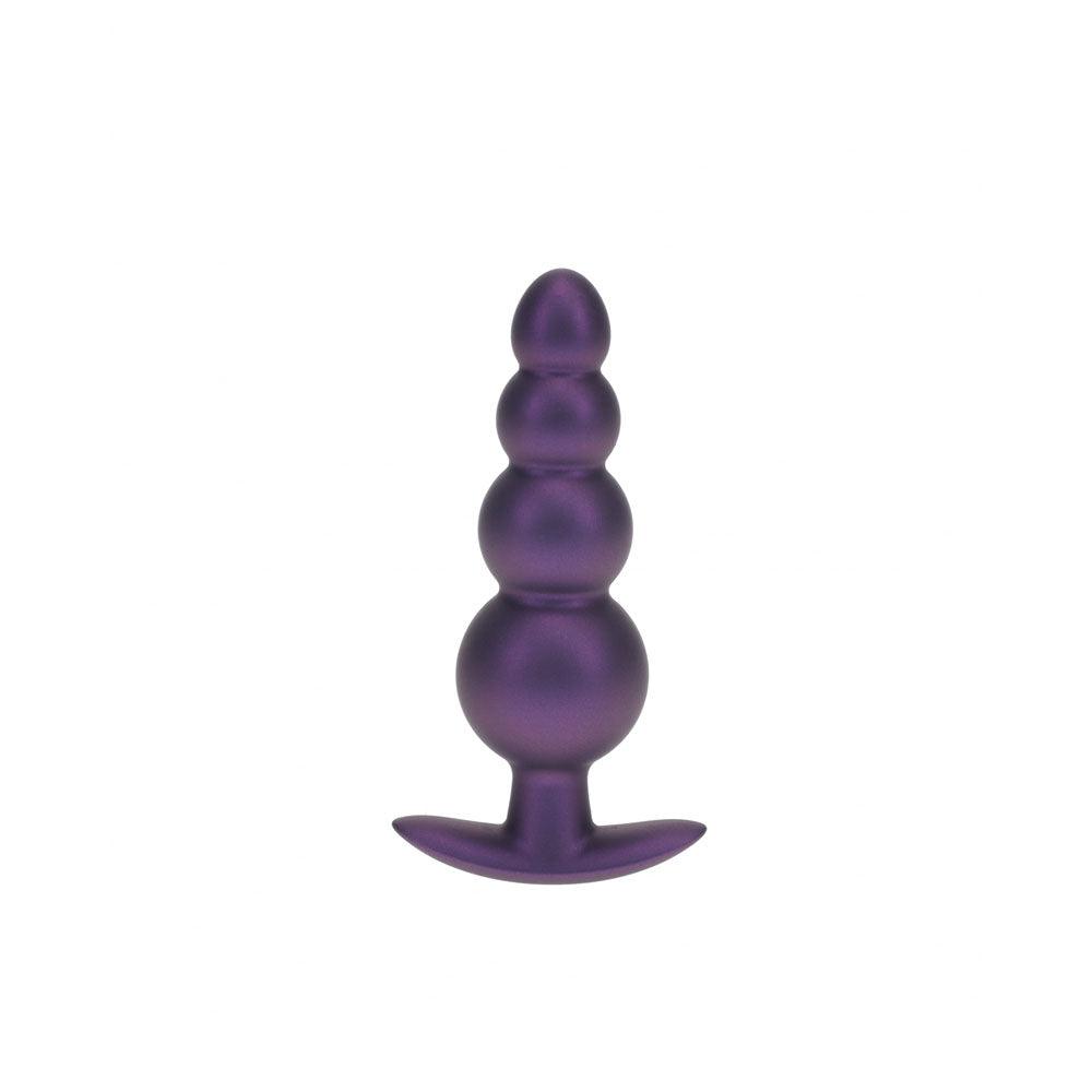 OUCH! Beaded Anal Plug - Metallic Purple - Metallic Purple 11.7 cm Butt Plug - OU1020MPU