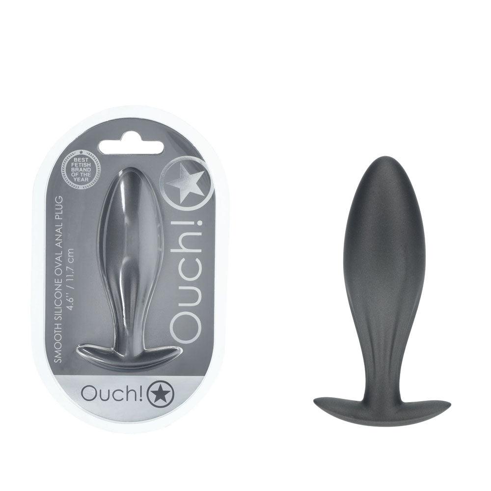 OUCH! Oval Anal Plug - Gun Metal - Gun Metal Grey 11.7 cm Butt Plug - OU1021GUN