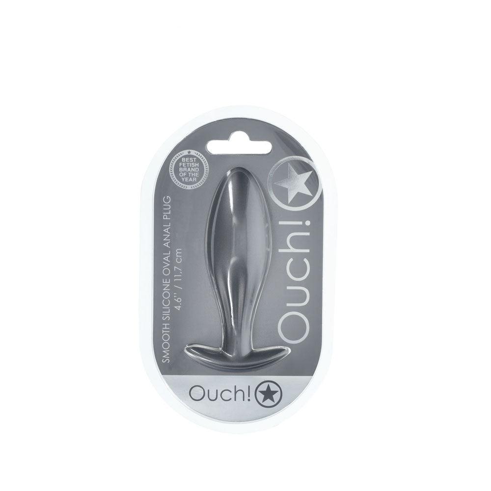 OUCH! Oval Anal Plug - Gun Metal - Gun Metal Grey 11.7 cm Butt Plug - OU1021GUN