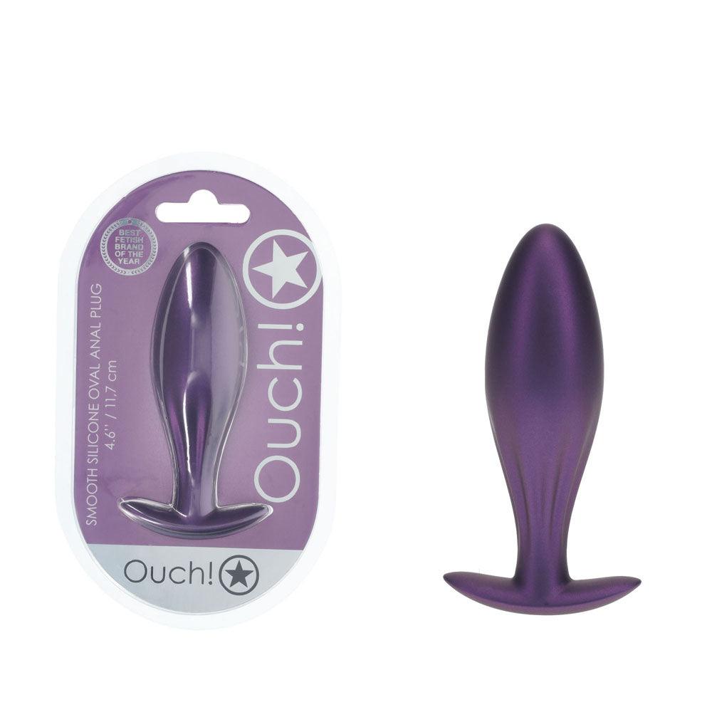 OUCH! Oval Anal Plug - Metallic Purple - Metallic Purple 11.7 cm Butt Plug - OU1021MPU