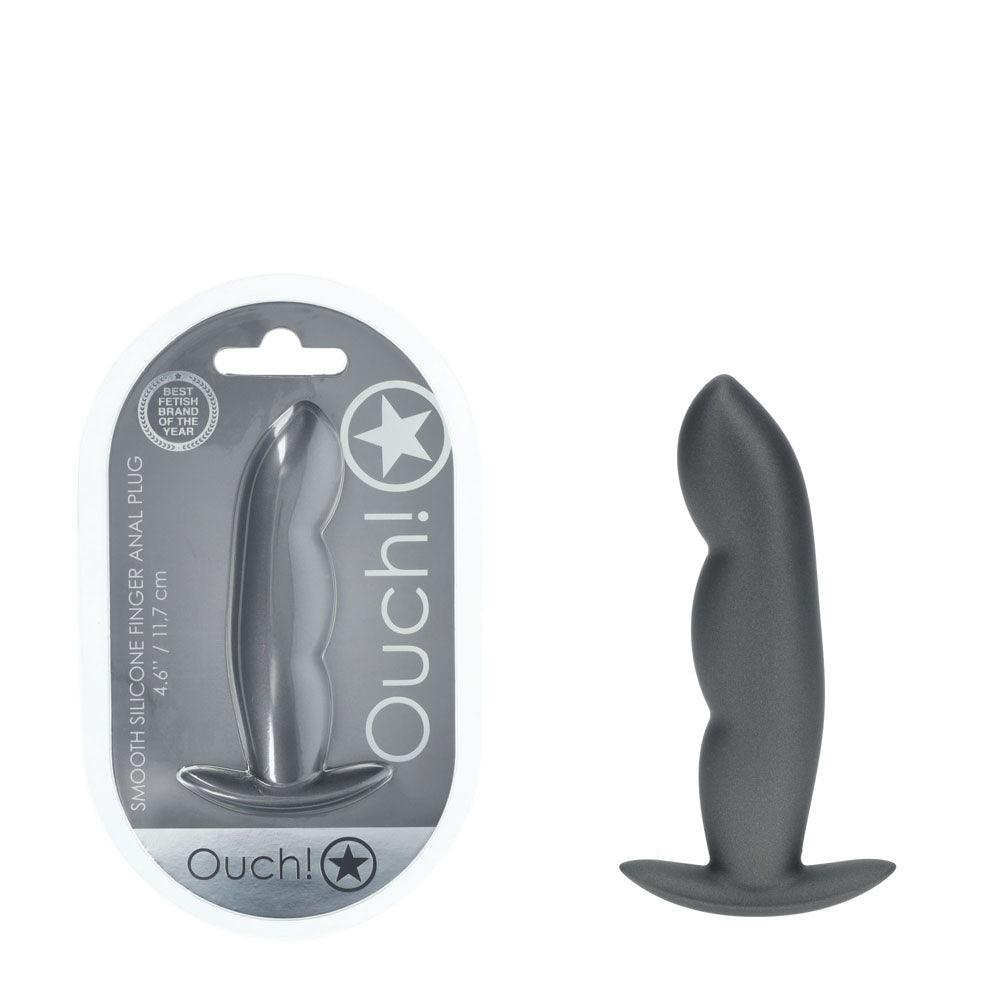 OUCH! Finger Anal Plug - Gun Metal - Gun Metal Grey 11.7 cm Butt Plug - OU1023GUN