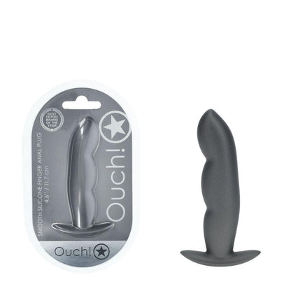 OUCH! Finger Anal Plug - Gun Metal - Gun Metal Grey 11.7 cm Butt Plug - OU1023GUN