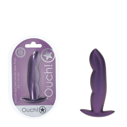 OUCH! Finger Anal Plug - Metallic Purple - Metallic Purple 11.7 cm Butt Plug - OU1023MPU