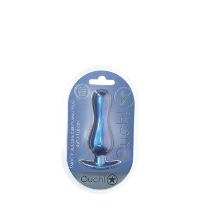 OUCH! Curvy Anal Plug - Metallic Blue - Metallic Blue 11.7 cm Butt Plug - OU1024MBL