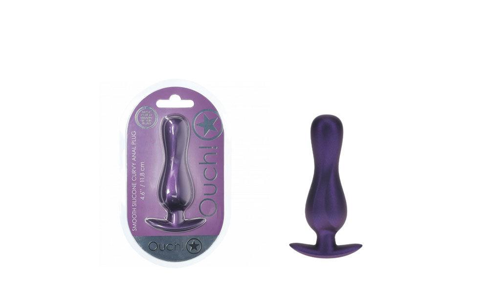 OUCH! Curvy Anal Plug - Metallic Purple - Metallic Purple 11.7 cm Butt Plug - OU1024MPU