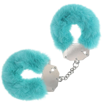 OUCH! Heavy-Duty Fluffy Cuffs - Blue - Blue Fluffy Restraints - OU1046BLU