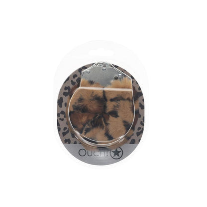 OUCH! Heavy-Duty Fluffy Cuffs - Leopard - Leopard Fluffy Restraints - OU1046LEO