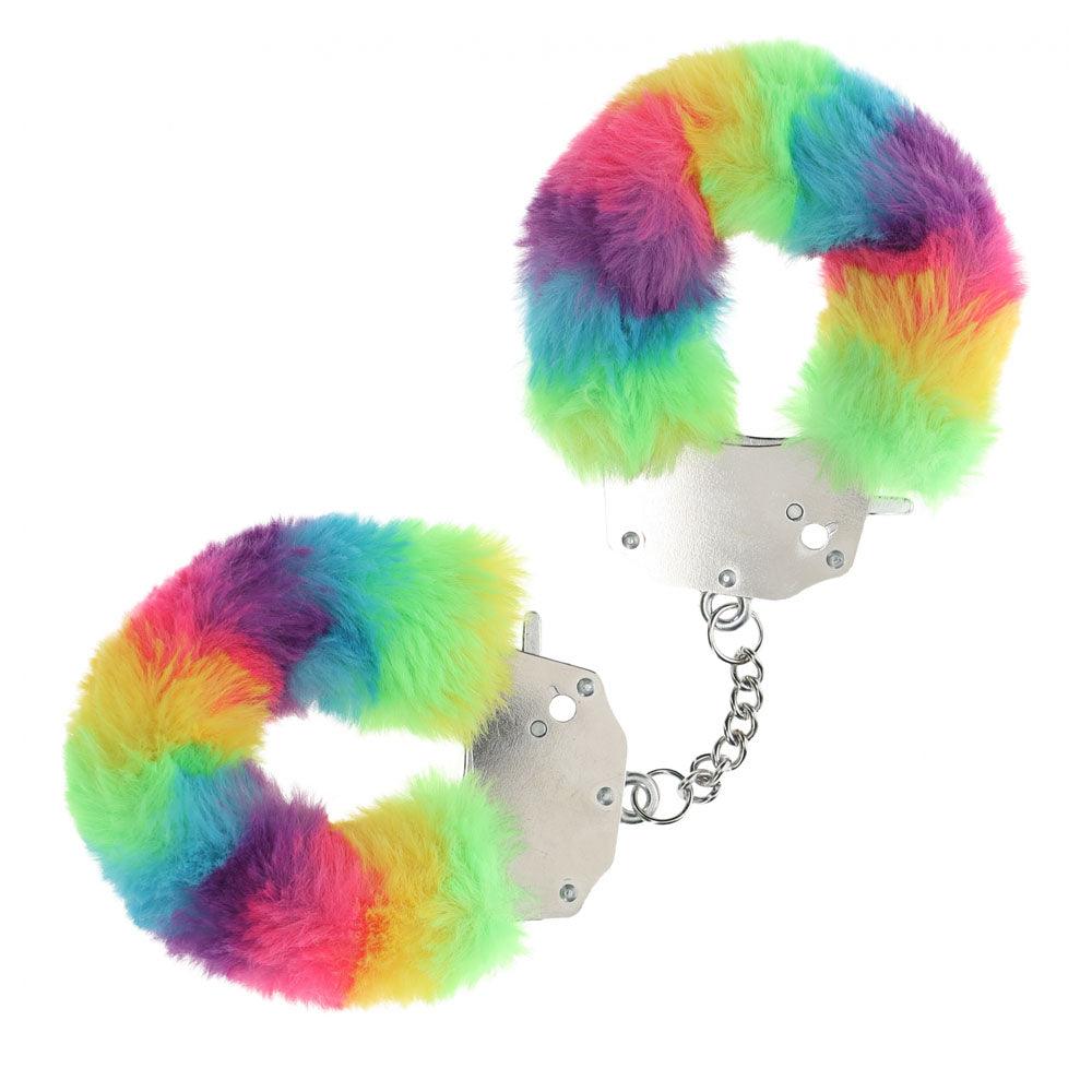 OUCH! Heavy-Duty Fluffy Cuffs - Multicolour 1 - Multicoloured Fluffy Restraints - OU1046MUL1