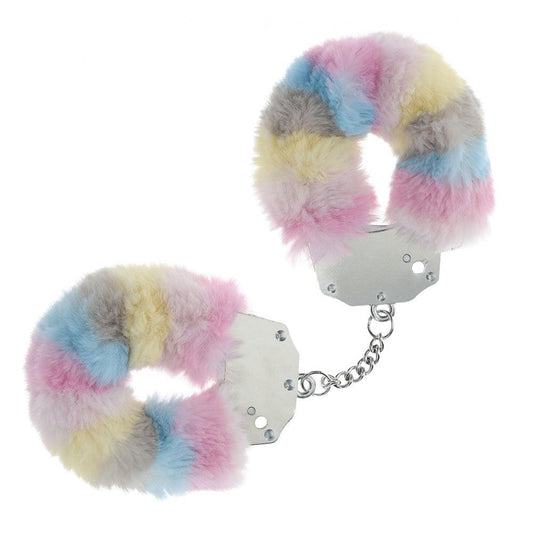 OUCH! Heavy-Duty Fluffy Cuffs - Multicolour 2 - Multicoloured Fluffy Restraints - OU1046MUL2