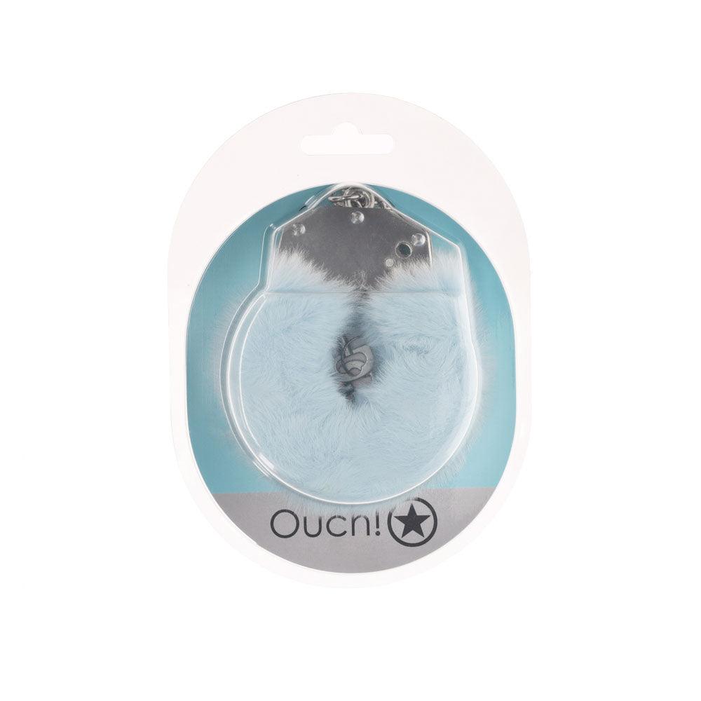 OUCH! Heavy-Duty Fluffy Cuffs - Powder Blue - Powder Blue Fluffy Restraints - OU1046PBLU