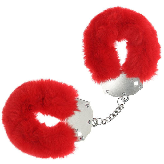 OUCH! Heavy-Duty Fluffy Cuffs - Red - Red Fluffy Restraints - OU1046RED