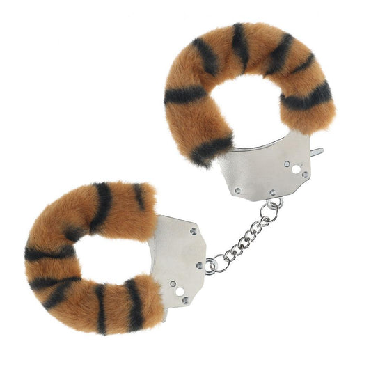 OUCH! Heavy-Duty Fluffy Cuffs - Tiger - Tiger Fluffy Restraints - OU1046TIG